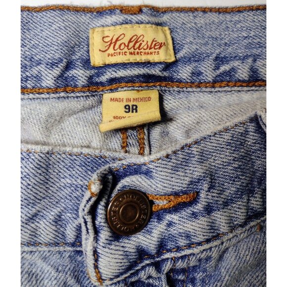 Hollister Y2K Splatter Raw Hem Capri Jeans Size 9 Button Fly Light Wash Blue Vtg - Picture 5 of 7